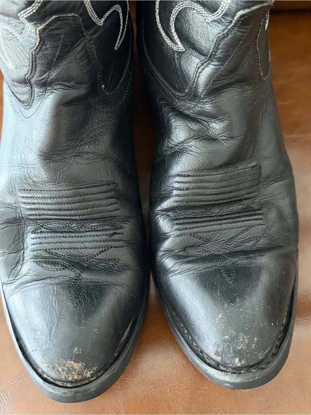 Old West TBM3010 Men’s Black Leather Cowboy Boots Size 9 D Western 13